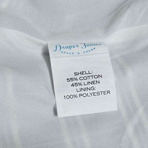 Draper James - 4 Cotton Linen Blue Plaid Fit & Flare Dress Ruffle Embroidery - Picture 7 of 7